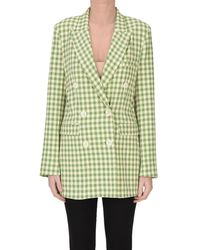FRONT STREET 8 - Checked Print Double Breasted Blazer - Lyst