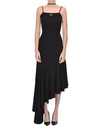 Off-White c/o Virgil Abloh Asymmetric Jersey Long Dress - Black