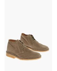 Corneliani - Id Rubber Sole Suede Desert Booties - Lyst