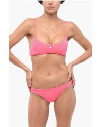 Nike - Swim Solid Color Bikini With Printed Logo - Lyst