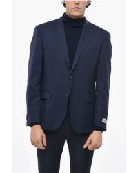 Nino Danieli - Virgin Wool Blend Side Vents Notch Lapel Blazer - Lyst