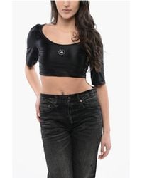 adidas - Stella Mccartney Cropped Top With Contrast Logo - Lyst