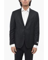 Nino Danieli - Stretch Virgin Wool Side Vents Notch Lapel 2-Button Blazer - Lyst
