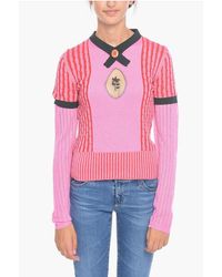 Cormio - Cable-Knit Cotton Blend Kirby Sweater With Embroidered Tulle - Lyst