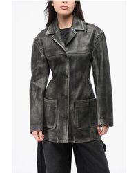 Marni - Leather Biker Jacket With Patch Pockets - Lyst