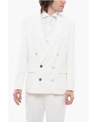 Balmain - Double-Breasted Viscose Blazer With Logoed Buttons - Lyst