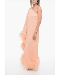 ‎Taller Marmo - Crepe Ubud One-Shoulder Dress With Ostrich Feathers - Lyst