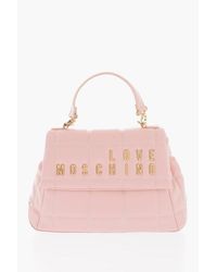 Moschino - Love Quilted Faux Leather Bag With Golden Logo - Lyst