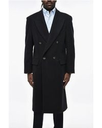 Hevò - Virgin Wool Blend Martinafranca Double-Breasted Coat With Pe - Lyst