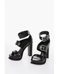 Alexander McQueen - Leather Sandals With Buckles Heel 12 Cm - Lyst