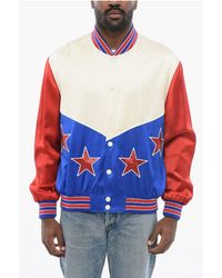 Celine - Color Block Stars Satin Bomber Jacket With Sequined Details - Lyst