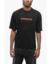 A PAPER KID - Cotton Crew-Neck T-Shirt Witth Logo-Print - Lyst