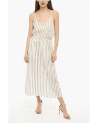 Woolrich - Awning Striped Linen Maxi Dress With Belt - Lyst