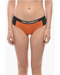 Karl Lagerfeld - Two-Tone Sport Bikini Bottom With Logoed Elastic Band On The - Lyst