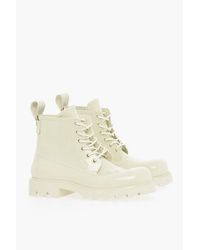 Bottega Veneta - Glossy Rubber Combat Boots With Round Toe - Lyst