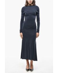 ANDAMANE - Jersey Sabrina Flared Dress With Bare Back Design - Lyst