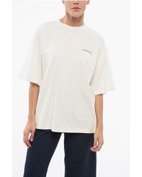 Halfboy - Crewneck Cotton T-Shirt With Logo Print - Lyst