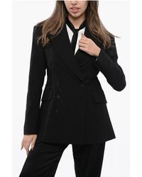 AllSaints - Allsaints Wool Blend Sevenh Double Breasted Blazer With With Peak Lape - Lyst