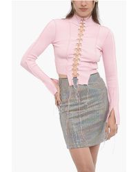 Julfer - Slim Fit Ribbed Sweater With Lace-Up Detail - Lyst