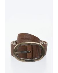DSquared² - Leather Belt With Craquelé Effect And Branded Buckle 35Mm - Lyst
