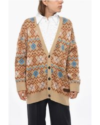 DSquared² - Argyle Motif Maxi Cardigan With Heart Shaped Cut Out Detail - Lyst