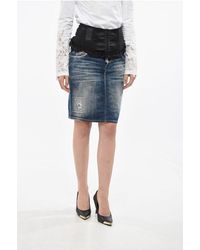 DSquared² - Vintage Effect Denim Skirt With Corset - Lyst