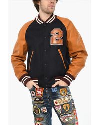 DSquared² - Wool Blend Bomber Jacket With Leather Sleeve - Lyst