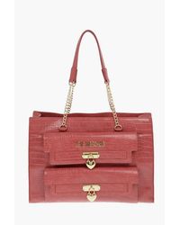 Moschino - Love Crocodile-Effect Eco-Leather Tote Bag With Details Size One - Lyst