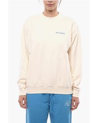 Sporty & Rich - Solid Color Crew-Neck Sweatshirt With Contrasting Print - Lyst