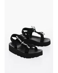 Moschino - Love Solid Color Sandals With Touch Strap Closure And Logoed - Lyst