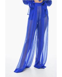 LAQUAN SMITH - Silk Chiffon Palazzo Pants With Side Zip - Lyst