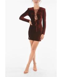 Philipp Plein - Couture Velour Dress Elegant With Lace-Up Detail - Lyst