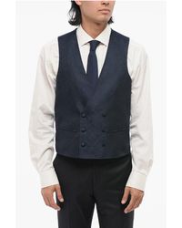 Corneliani - Code Double-Breasted Waistcoat With Damask Pattern - Lyst