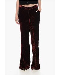 Etro - Curly Velvet Pants With Flared-Fit - Lyst