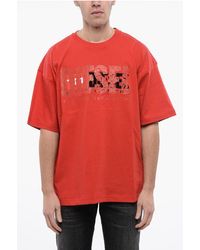 DIESEL - Tag Solid Color T-Nabel-M1 Crew-Neck T-Shirt With Cracke - Lyst