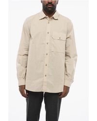 C.P. Company - Solid Color Cotton Blend Shirt With Breast Pocket - Lyst