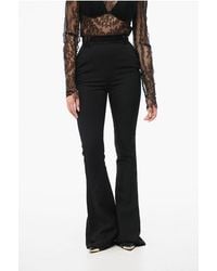 Balmain - High-Waisted Bootcut Pants With Satin Side Bands - Lyst