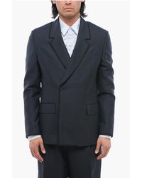 Dior - Wool Double Breasted Blazer With Satin Edges - Lyst