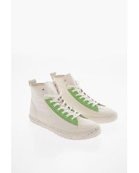 DIESEL - Paint Sole Cotton And Leather S-Athos High Top Sneakers - Lyst