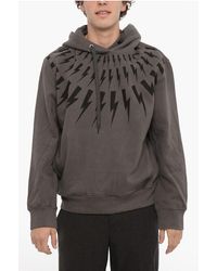 Neil Barrett - Easy Fit Hoodie With Thunderbolt Print - Lyst