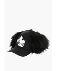 DSquared² - Ski Solid-Color Baseball Cap With Contrast Logo And Faux-Fur - Lyst