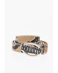 DSquared² - Python Effect Leather Belt With Logoed Buckle 25Mm - Lyst