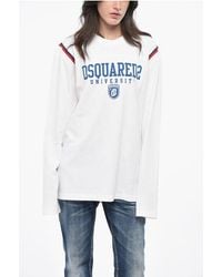 DSquared² - Long Sleeve Oversized Varsity Fit Crew-Neck T-Shirt - Lyst