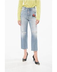 DSquared² - Pac- Wide-Leg Jeans Boston With Distressed Detail 19Cm - Lyst
