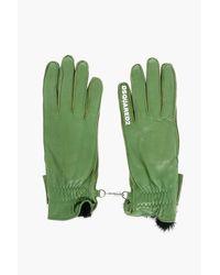 DSquared² - Leather Gloves With Half Zip And Real Fur Inner - Lyst