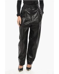 KHAITE - Balloon Fit Leather Pants With Front Pleat - Lyst