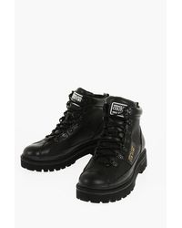 Versace - Jeans Couture Leather And Fabric Syrius Combat Boots With Co - Lyst