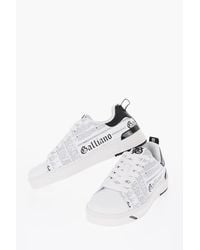 John Galliano - Printed Faux Leather Low Top Sneakers - Lyst