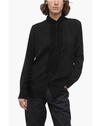 Jil Sander - Viscose Shirt Fluid With Ruffle Detail - Lyst