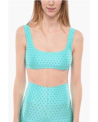 ANDAMANE - Solid Color Hollywood Crop Top With Rhinestone Embellishment - Lyst